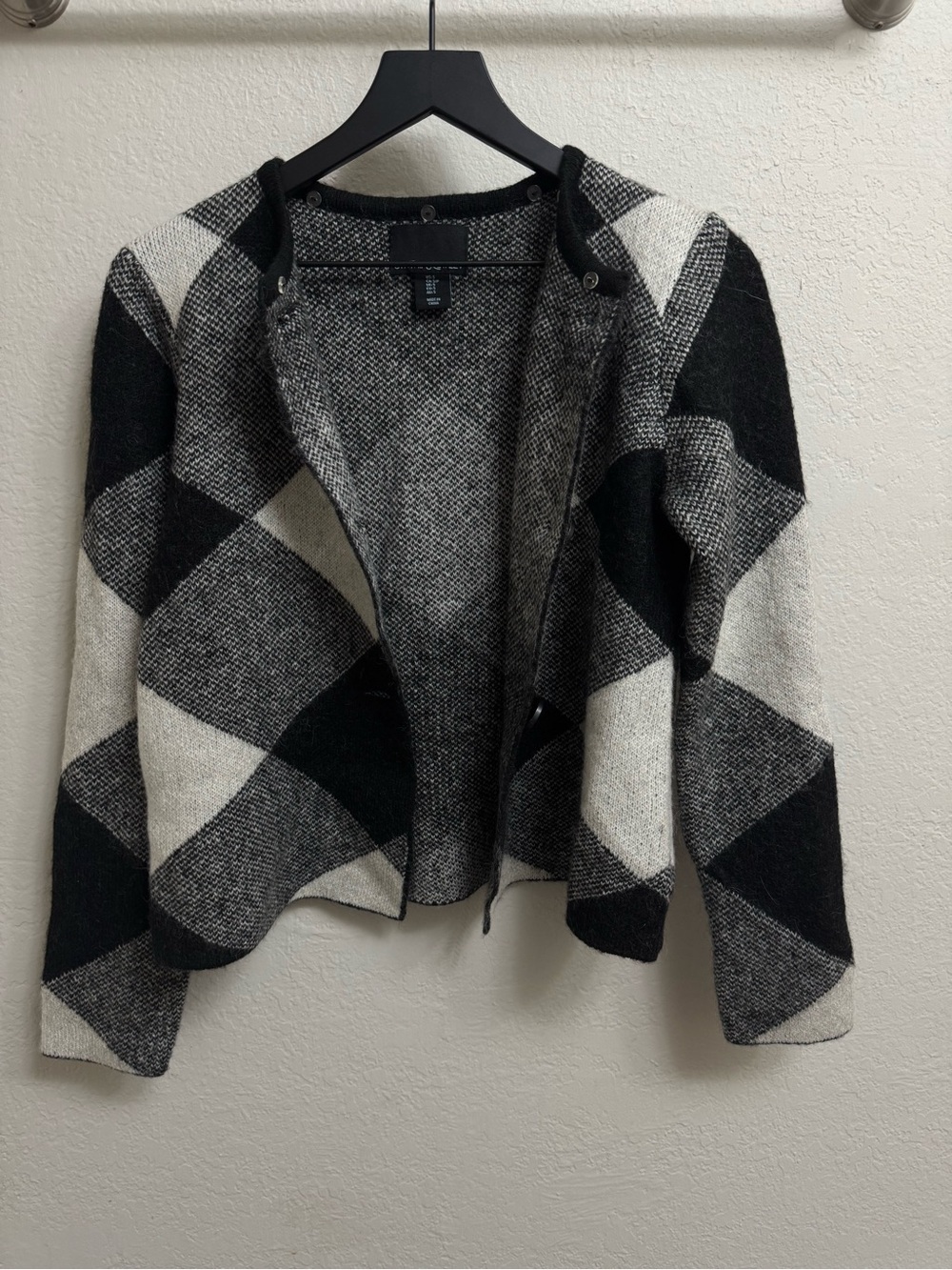 Black & White wool blend Button Cardigan - Picture 4 of 8
